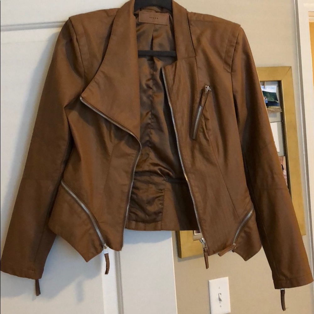 BlankNYC Brown Faux Leather Moto Jacket